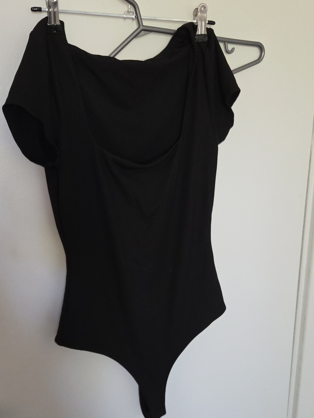 Black Off-Shoulder Bodysuit Top - Women’s Stylish Stretch